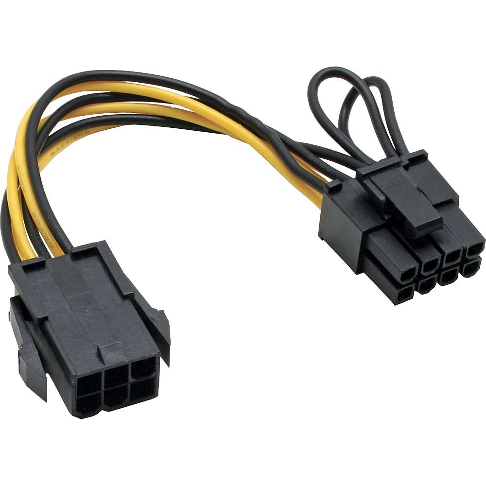 Stromadapter intern - 6-Pin zu 8-Pin für PCIe Grafikkarten, 0,15 m