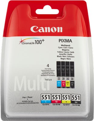 Canon CLI-551Multipack Schwarz / Cyan / Magenta / Gelb